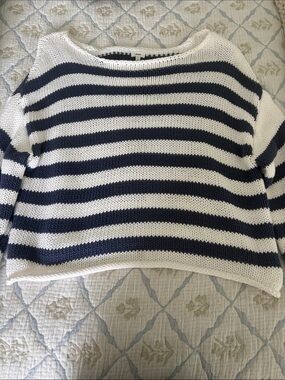 Aerie Striped Navy and White Knit Sweater - Women's